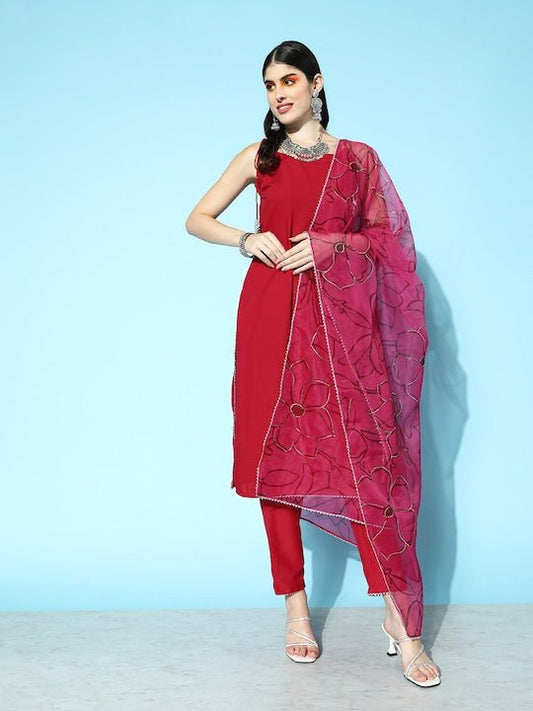 Women Kurta with Trousers & Dupatta - Inddus.com