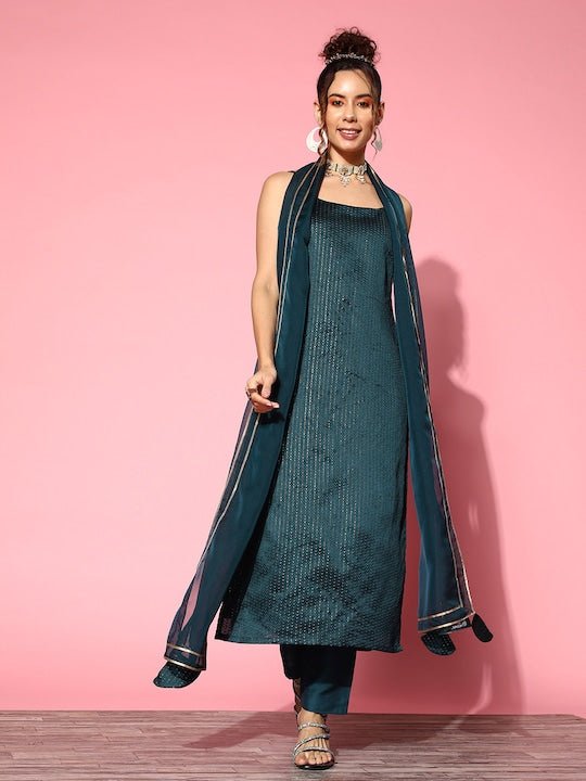 Women Kurta with Trousers & With Dupatta - Inddus.com