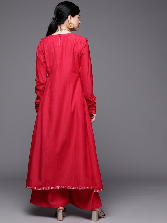 Women Magenta Yoke Design Kurta with Palazzos - Inddus.com