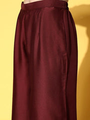 Women Maroon Embroidered Kurta with Palazzos - Inddus.com