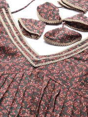 Women Maroon Ethnic Motifs Printed Gotta Patti Kurta with Trousers - Inddus.com