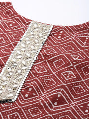 Women Maroon Printed Kurta with Palazzos - Inddus.com