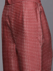 Women Maroon Printed Kurta with Palazzos - Inddus.com