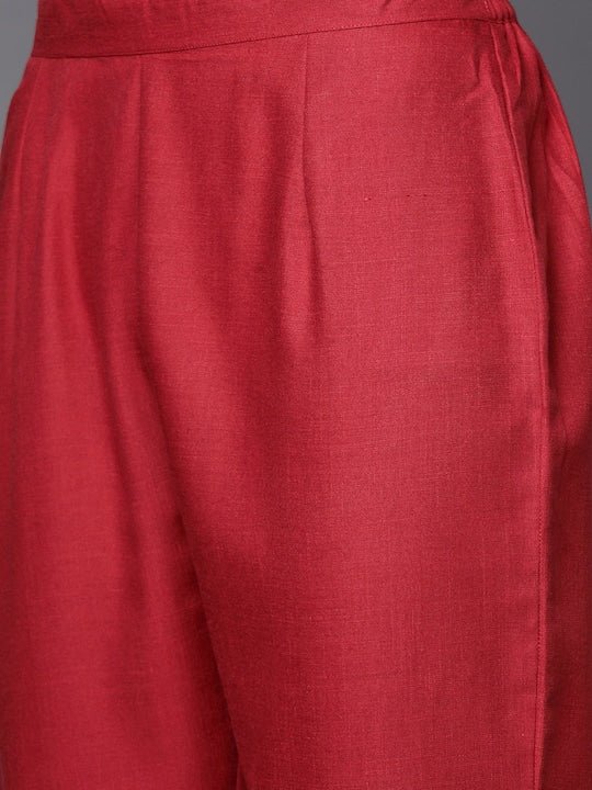 Women Maroon Zari Woven Kurta and Trouser - Inddus.com