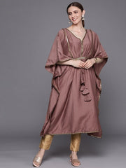 Women Mauve Flared Sleeves Gotta Patti Kaftan Kurta - Inddus.com