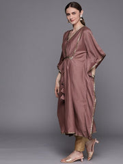 Women Mauve Flared Sleeves Gotta Patti Kaftan Kurta - Inddus.com