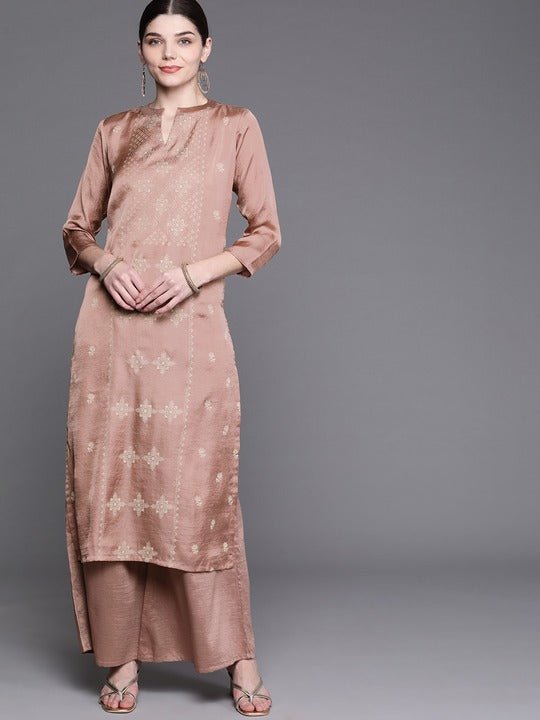 Women Pink Ethnic Motifs Printed Kurta with Palazzos - Inddus.com