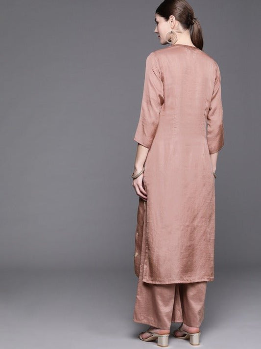 Women Pink Ethnic Motifs Printed Kurta with Palazzos - Inddus.com