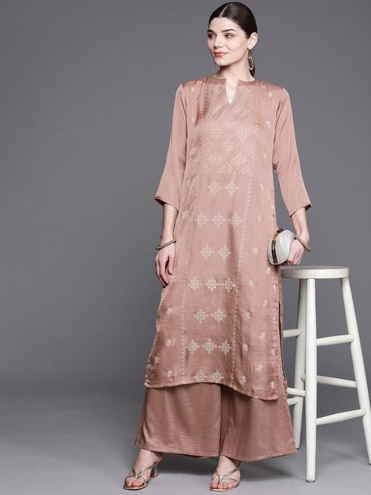 Women Pink Ethnic Motifs Printed Kurta with Palazzos - Inddus.com