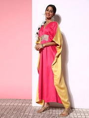 Women Pink Polyester Shimmer & Sequin Ethnic Dress - Inddus.com