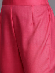 Women Pink Printed Gotta Patti Chanderi Cotton Kurta with Trousers & With Dupatta - Inddus.com