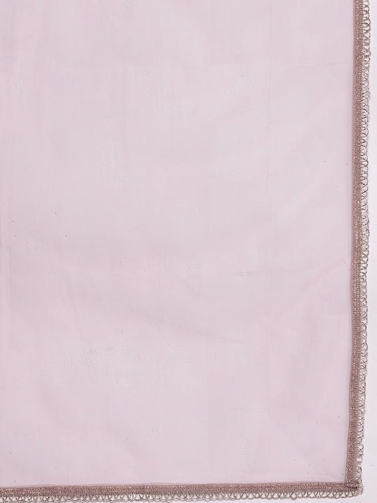 Women Pink Tribal Embroidered Thread Work Kurta with Trousers & With Dupatta - Inddus.com