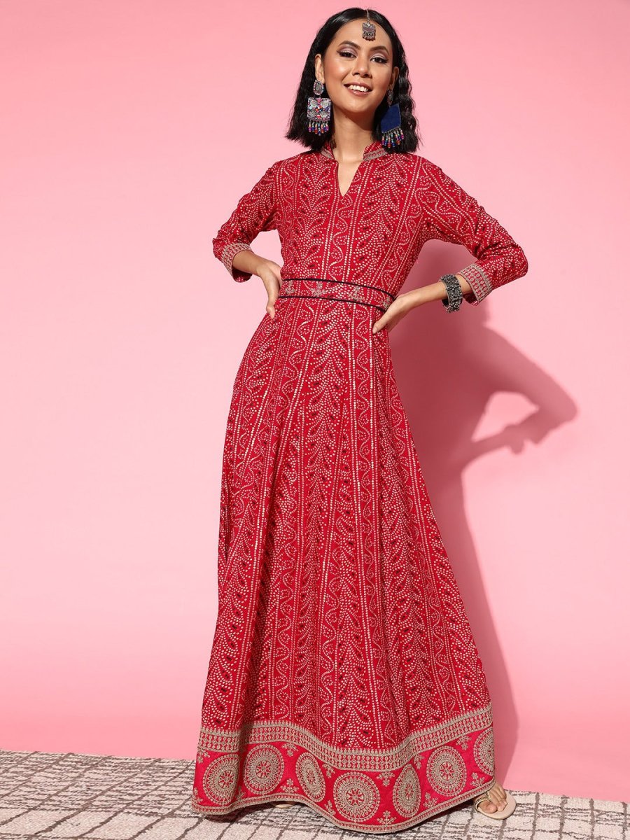 Women Pretty Pink Ethnic Motifs Ethereal Embroidery Dress - Inddus.com