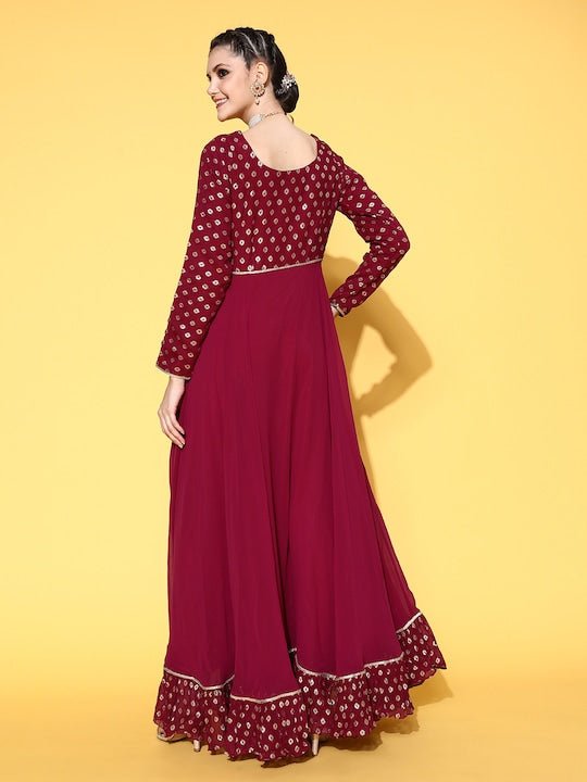 Women Pretty Pink Georgette Elevated Gown - Inddus.com