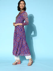 Women Pretty Purple Chiffon Ethereal Embroidery Kurta - Inddus.com