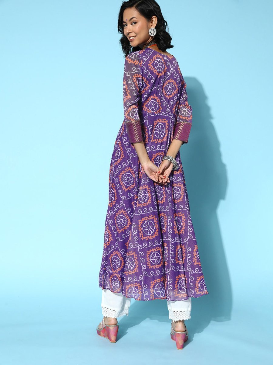 Women Pretty Purple Chiffon Ethereal Embroidery Kurta - Inddus.com