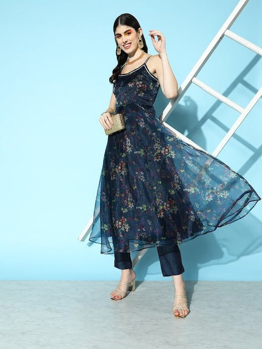 Women Printed Kurta with Trousers - Inddus.com