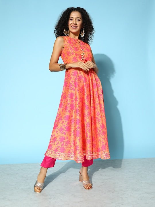 Women Printed Regular Kurta with Trousers - Inddus.com