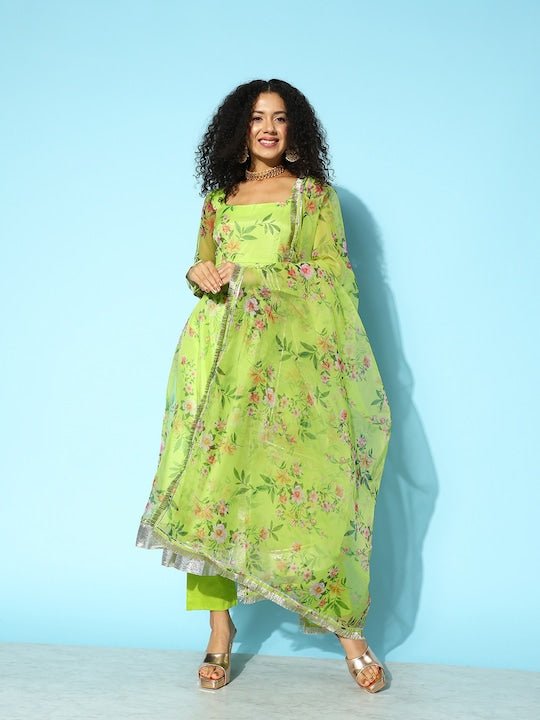 Women Printed Regular Kurta with Trousers & Dupatta - Inddus.com