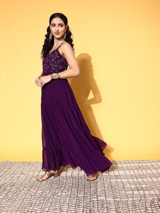 Women Purple Floral Gown for Days - Inddus.com