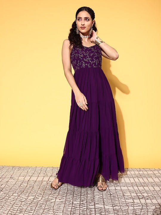 Women Purple Floral Gown for Days - Inddus.com