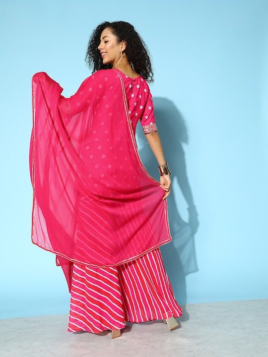 Women Regular Kurta with Sharara & Dupatta - Inddus.com