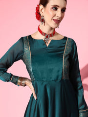 Women Solid Silk Blend Ethereal Embroidery Kurta Set - Inddus.com