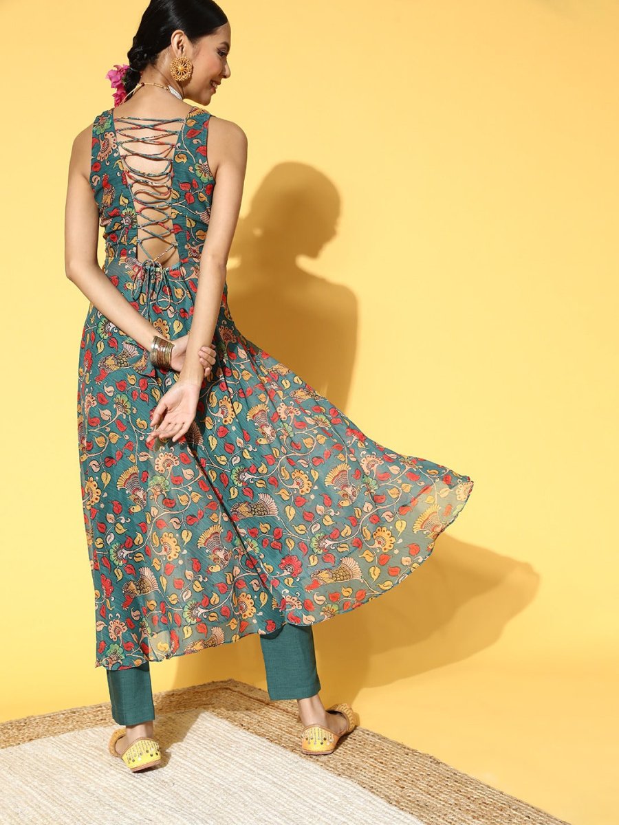 Women Striped Poly-Chiffon All in the Details Kurta Set - Inddus.com