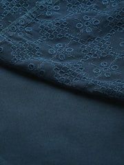 Women Teal Embroidered Chikankari Kurta with Palazzos & With Dupatta - Inddus.com