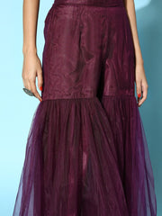 Women Woven Design Silk Blend Ethereal Embroidery Kurta Set - Inddus.com