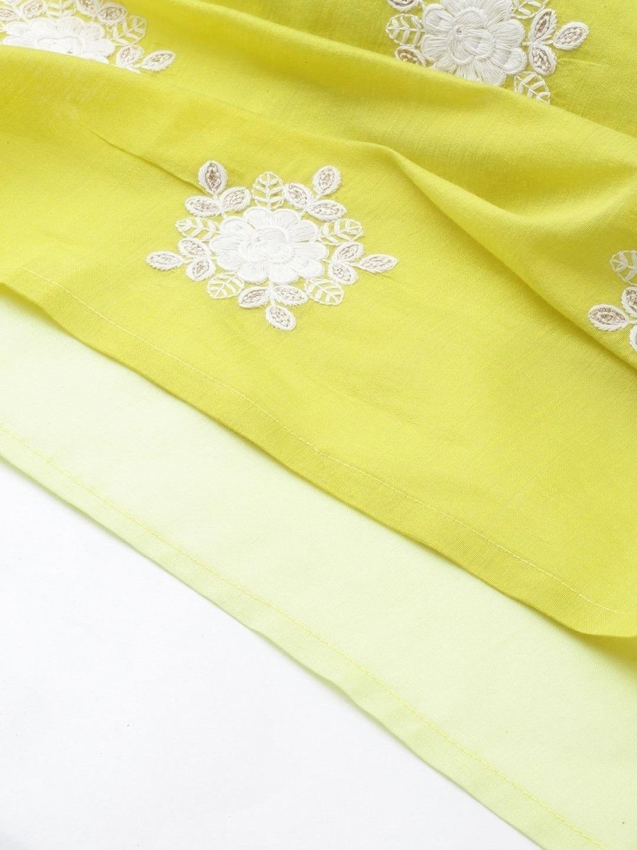 Women Yellow Embroidered Straight Kurta - Inddus.com