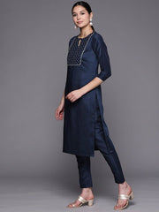 Women Yoke Design Gotta Patti Kurta With Trousers & With Dupatta - Inddus.com