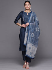 Women Yoke Design Gotta Patti Kurta With Trousers & With Dupatta - Inddus.com