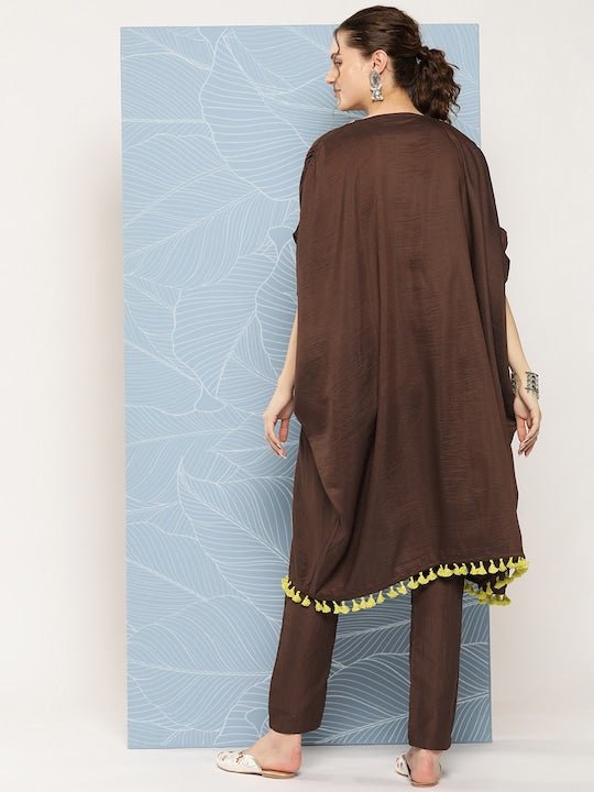 Women Yoke Design Kaftan Kurta With Trousers - Inddus.com