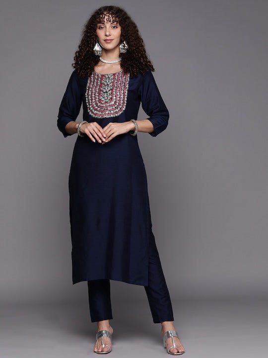 Women Yoke Design Kurta with Trousers - Inddus.com