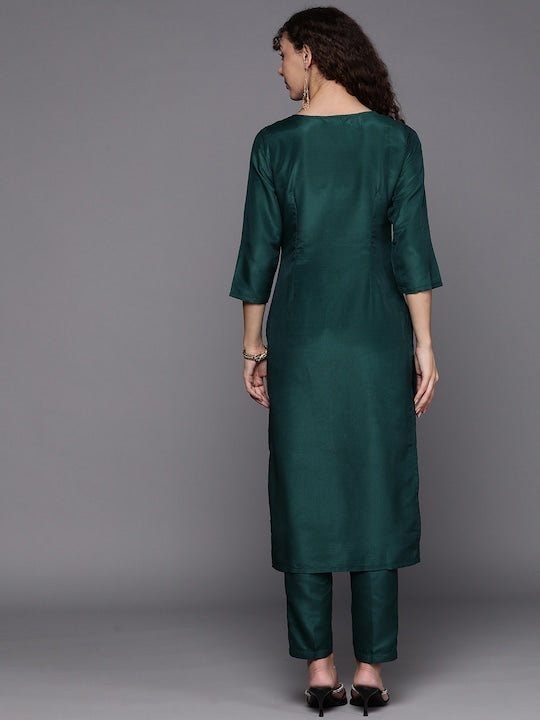 Women Yoke Design Sequinned Kurta with Trousers - Inddus.com