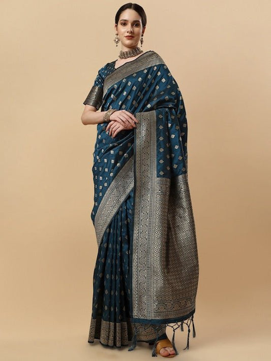 Woven Design Ethnic Motifs Zari Saree - Inddus.com