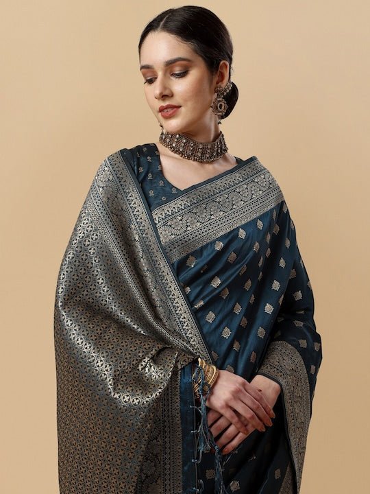 Woven Design Ethnic Motifs Zari Saree - Inddus.com