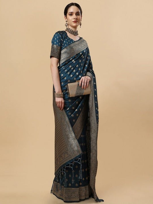 Woven Design Ethnic Motifs Zari Saree - Inddus.com