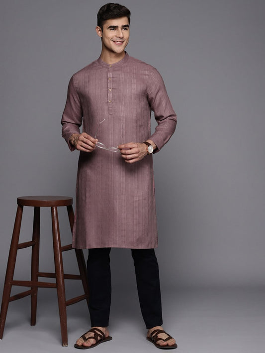 Woven Design Thread Work Kurta - Inddus.com