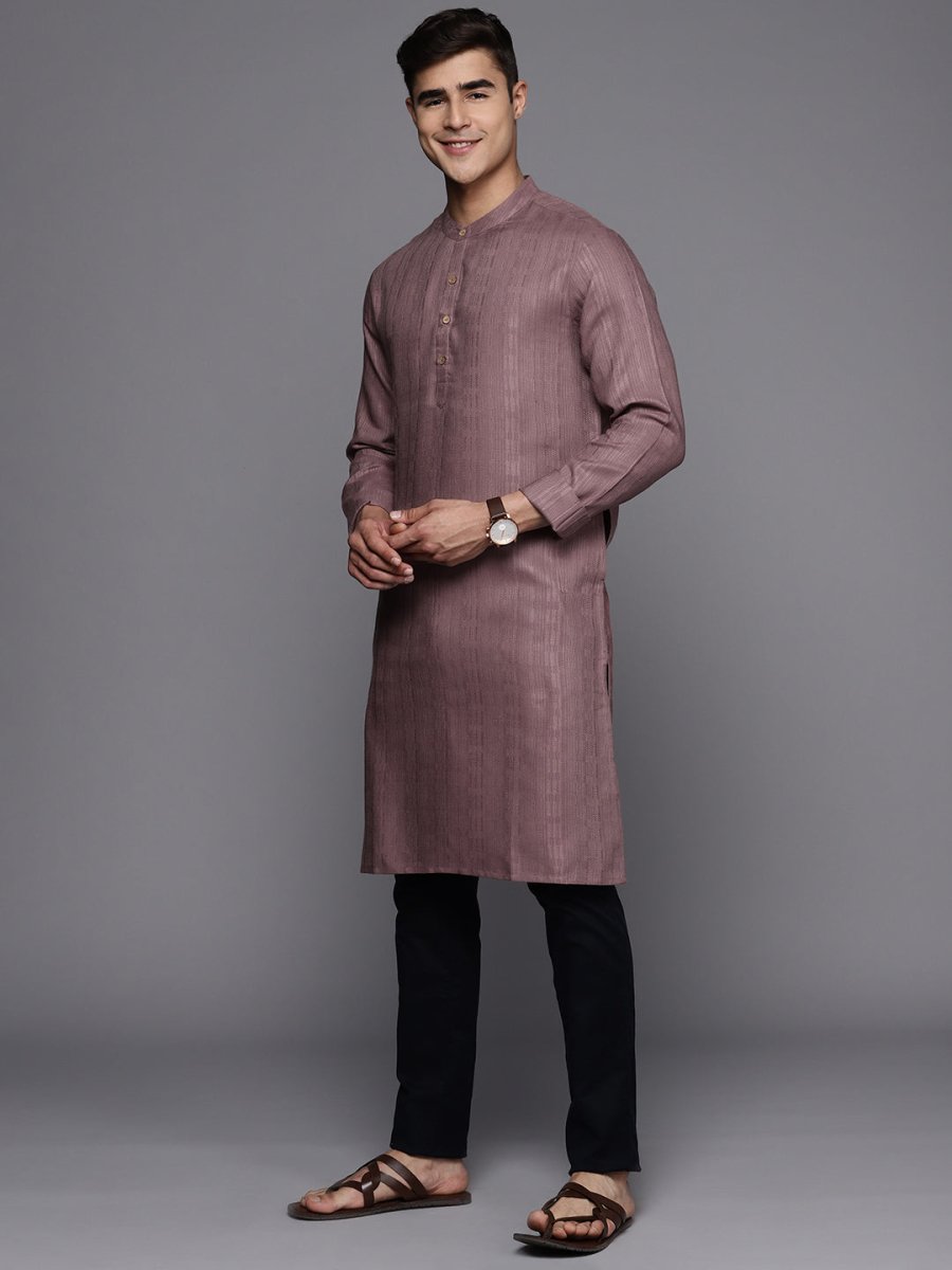 Woven Design Thread Work Kurta - Inddus.com