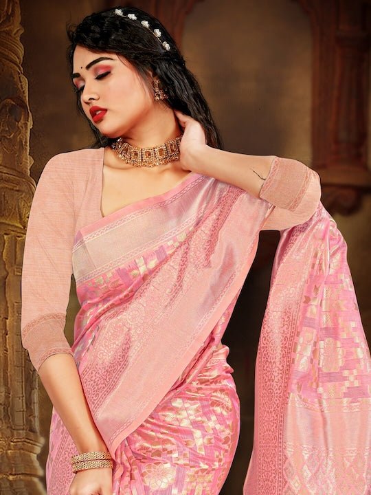 Woven Design Zari Banarasi Saree - Inddus.com