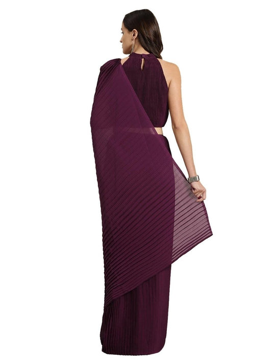 Woven Mauve Silk Blend Saree - inddus-us