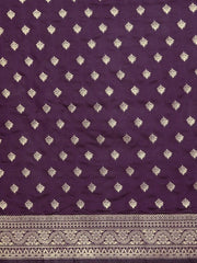 Woven Purple Silk Blend Banarasi Saree - Inddus.com