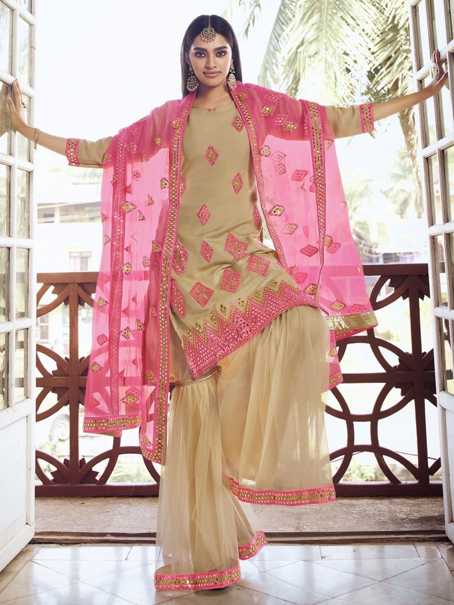 Yellow Organza Partywear Sharara Suit - inddus-us