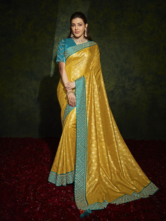 Yellow Silk Traditional Saree - Inddus.com