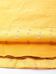 Yellow Yoke Embroidered Kurta with Printed Dupatta - Inddus.com