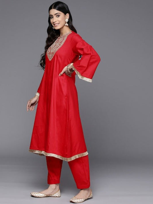 Yoke Design Flared Sleeves Kurta With Salwar - Inddus.com