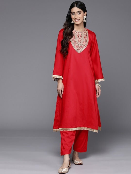 Yoke Design Flared Sleeves Kurta With Salwar - Inddus.com