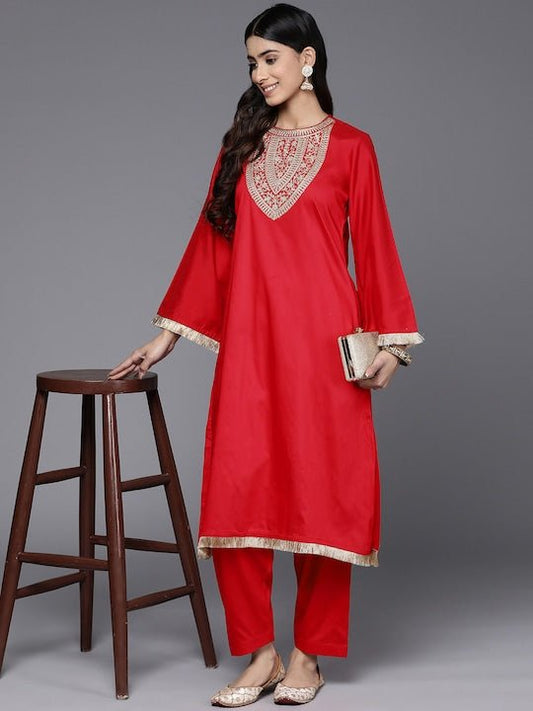 Yoke Design Flared Sleeves Kurta With Salwar - Inddus.com